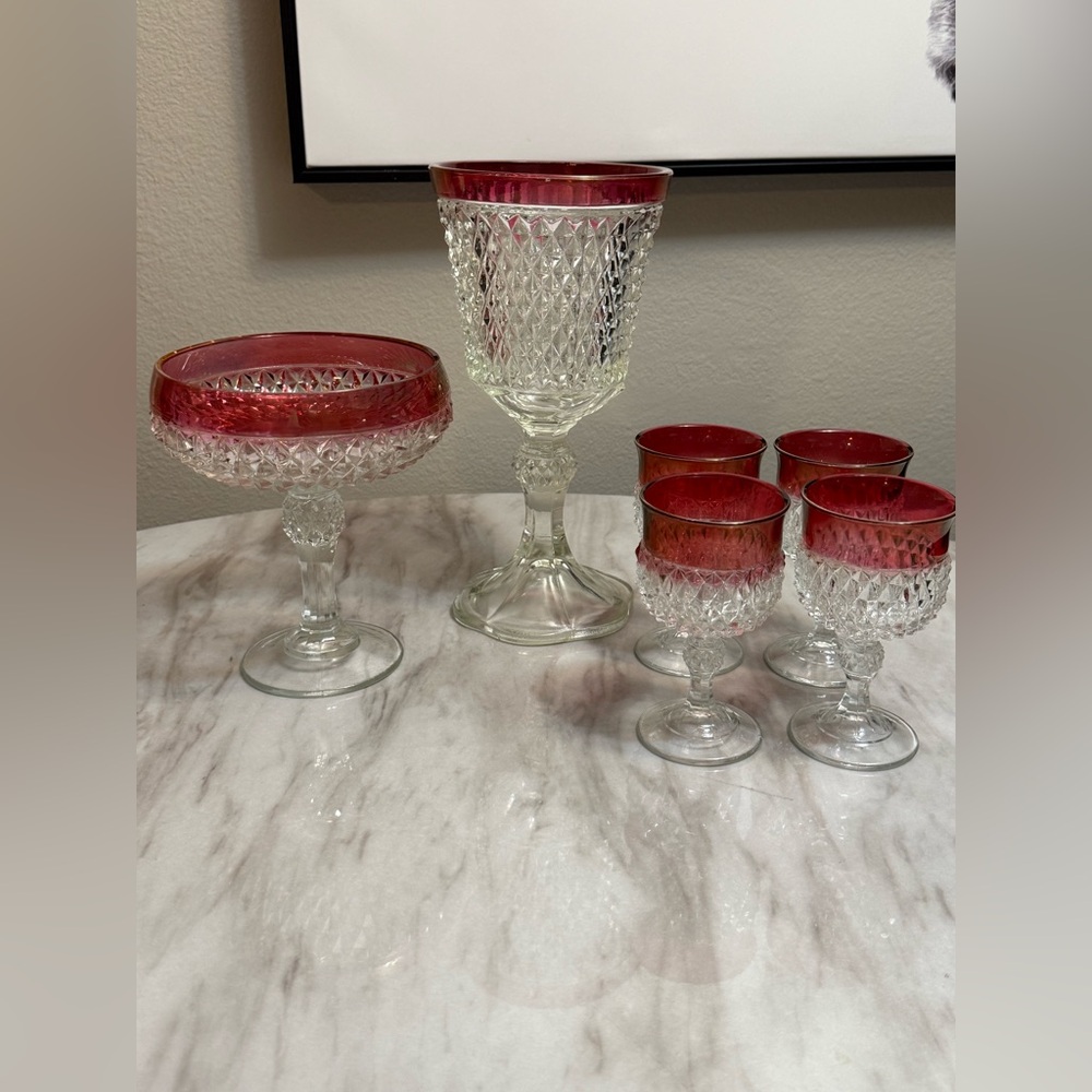 Tiffin King's Crown Thumbprint Ruby Glass Compote
Depression era